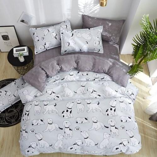 Cartoon Pug Pet Dog Bedding Set Duvet Cover Bed Sheet Pillowcases Bed Linens Bedclothes Home Textile Twin Full Queen King Size