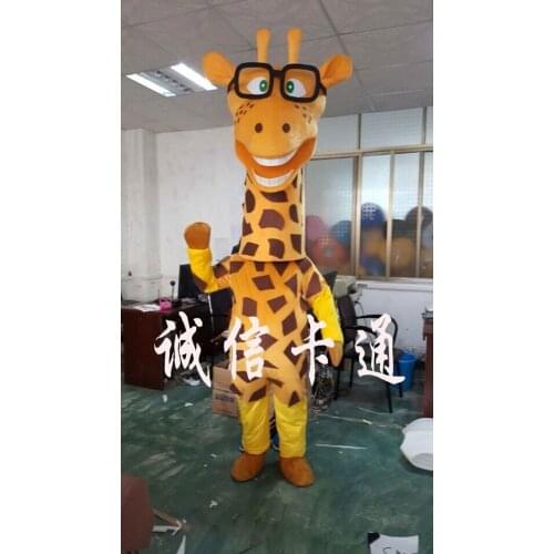 Giraffe Mascot Costume With Glasses Fancy Anime Cosplay Mascotte Theme Fancy Outfit Christmas Halloween Carnival Costume
