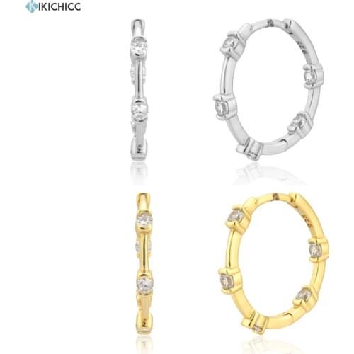 LOZOYA 925 Sterling Silver 14.5mm Hoops Luxury Jewelry Circle Crystal CZ Zircon Piericng Ohrringe Pendiente Fine Jewels