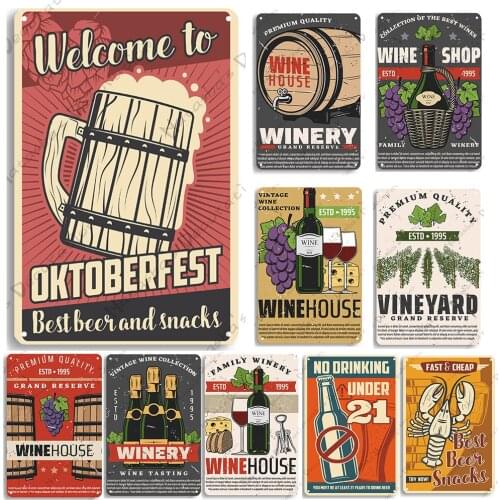 Beer Retro Plate Metal Signs Beer Metal Poster Club Pub Bar Home Wall Decor Signs Vintage Wall plate Industrial Decoration