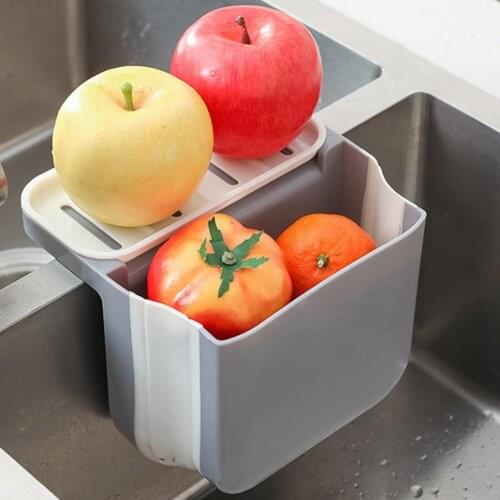 Multifunctional kitchen shelf plastic hanging type retractable sink drain basket drain rack filter basket
