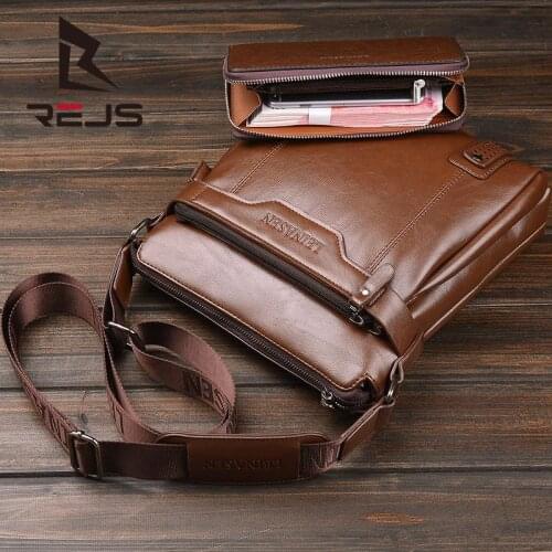REJS LANGT Retro Mens Shoulder Bag Pu Leather High Quality Messenger Shoulder Bags Vintage Travel Crossbody Bag Casual SAC