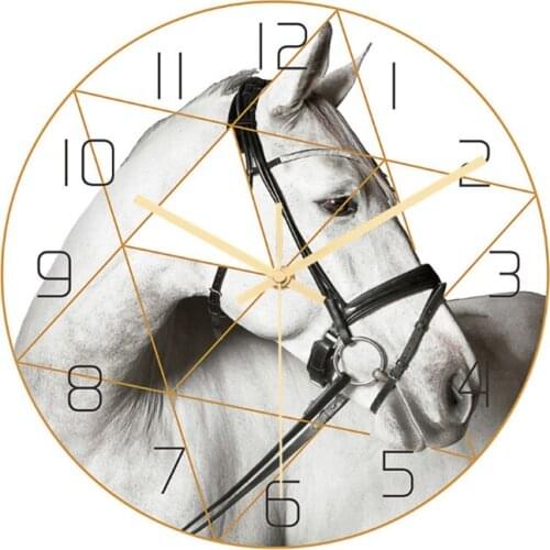 UV Printed Wall Clock Art Silent Animal Horse Wall Clock Living Room Clocks Modern Minimalist Nordic Personality Home Decor