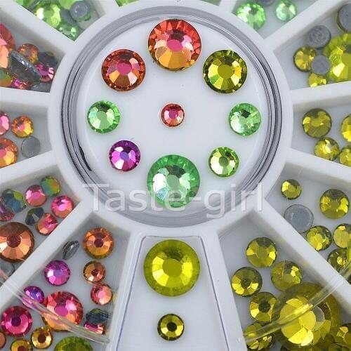 Mixed size green 3D Nails Art Decorations Rhinestones hot wheel glitter DIY nail jewelry accessoires beauty manicure tools