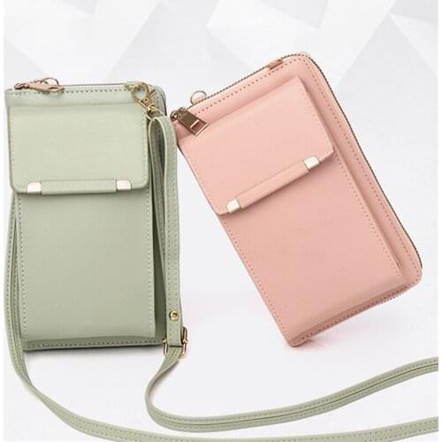 New Women Purses Candy Color PU Leather Shoulder Strap Bag Mobile Phone Big Card Holders Wallet Handbag Pockets For Girls