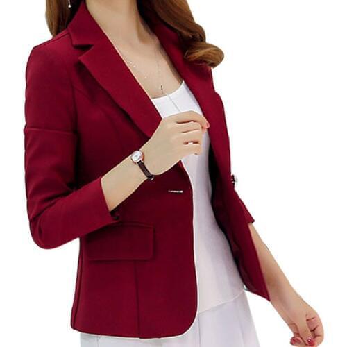 New Long-sleeved Slim Women Blazers And Jackets Small Women Suit Korean Version (Gray/Blue/Wine Red/Navy blue) Ladies Blazer