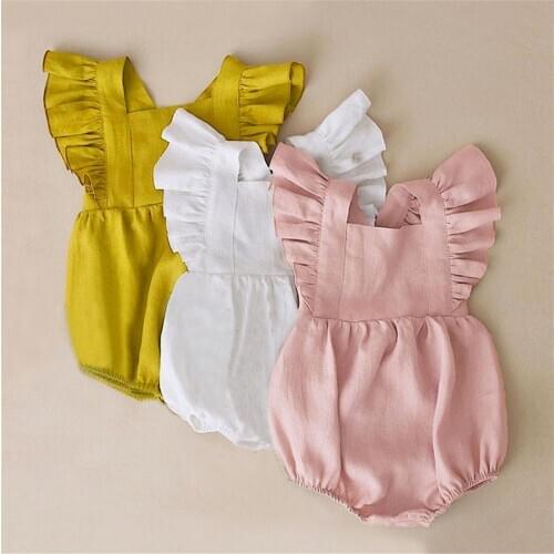 Newborn Baby Girls Rompers Jumpsuit Clothes Spring Summer Girl Toddler Outfits Solid Color Baby Brand Infant Baby Kids Clothes