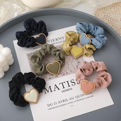 Korea Style Simple Girl Hair Ties Lovely Peach Heart Retro Cream Yellow Love Heart Hair Ropes for Women Fashion Hair Accessories