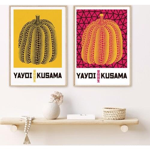 Self-adhesive Wall Sticker Yayoi Kusama Artwork Exhibition Posters Gallery Wall Art Pictures Museum for Living Room Home Decor