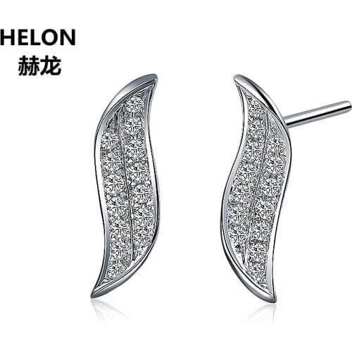 Solid 14k White Gold SI/H Natural Diamonds Women Stud Earrings Classic Trendy Earrings