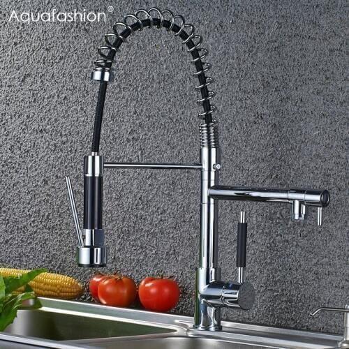 Commercial Style Brass Kitchen Faucet Pull Down Spring Kitchen Tap Torneira Para Cozinha 360 Degree Swivel Spout Sink Faucet