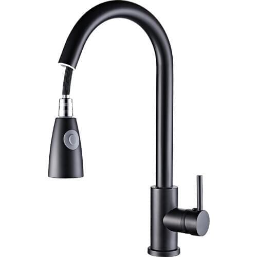 360 Degree Kitchen Faucets Silver Black Single Handle Pull Out Kitchen Tap Single Hole Handle Swivel Water Mixer Tap Mixer Tap