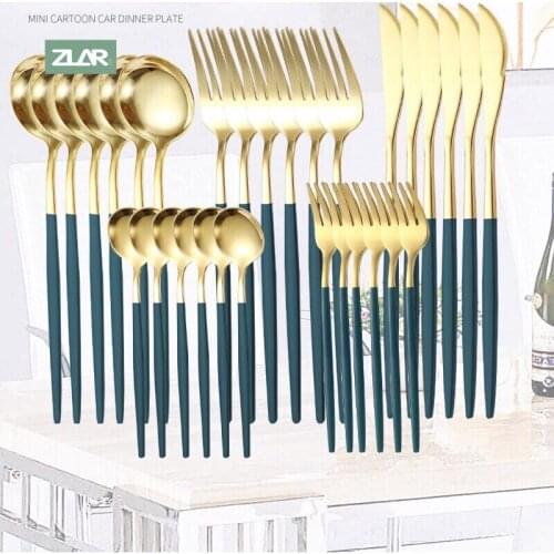 Stainless Steel Cutlery Cutlery 30Pcs/set Knife Fork Spoon Cake Fork Tea Spoon Silverware Sets Tableware Dining Table Set