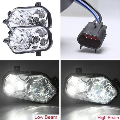High /Low Beam ATV UTV LED ProjectorLED Headlight Assembly With DRL Halo For Polaris RZR 900 XP 1000 2016 TURBO Moto Light LED