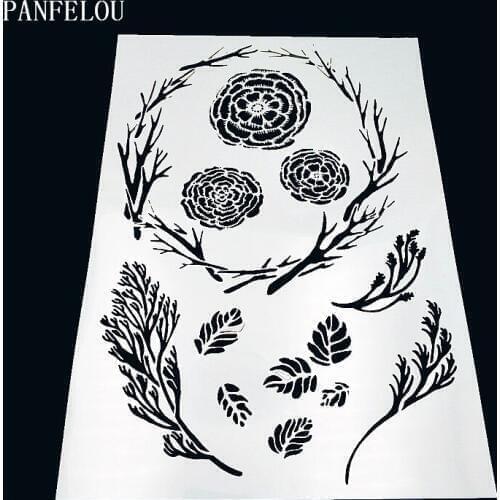 29.5*21cm A birds nest leaves scrapbook stencils spray plastic mold shield DIY cake hollow Embellishment printing lace ruler