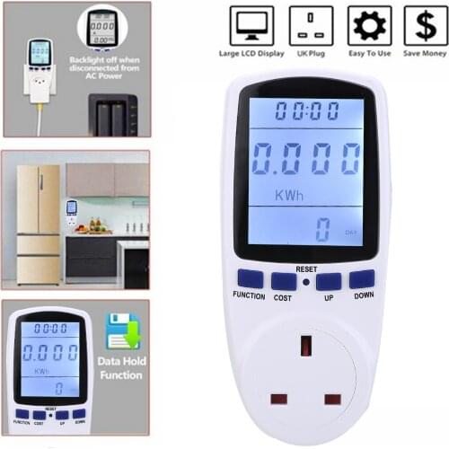 1 pcs UK Plug 230V-250V Electricity Consumping Power Meter Energy Watt Electrical Analysis Instruments Energy Meters