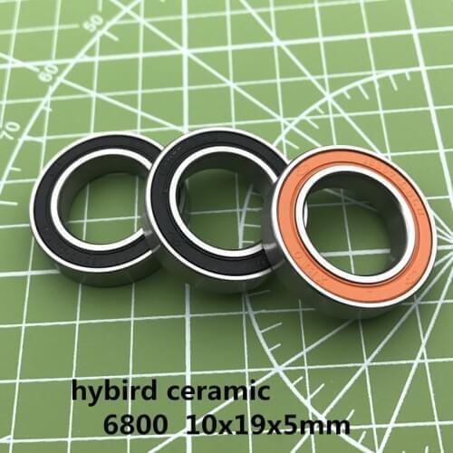High quality free shipping 6800 Hybrid Ceramic Bearing 10x19x5mm ABEC-3 (1PC) Bicycle Bottom Brackets 6800RS Si3N4 Ball Bearings