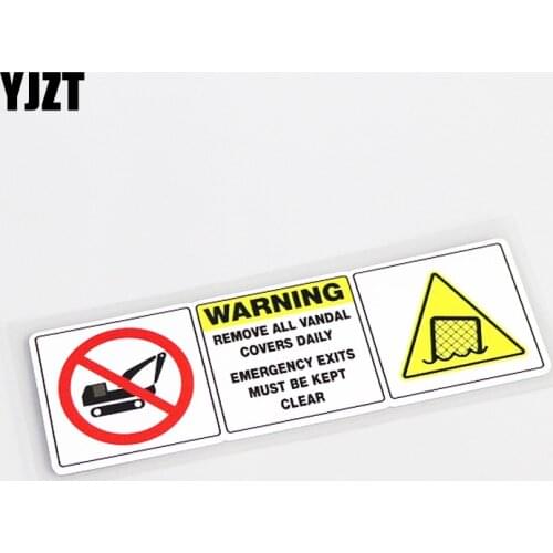 YJZT 14.8CM*4.6CM WARNING Graphical Decoration Car Sticker PVC Decal Accessories 13-0382