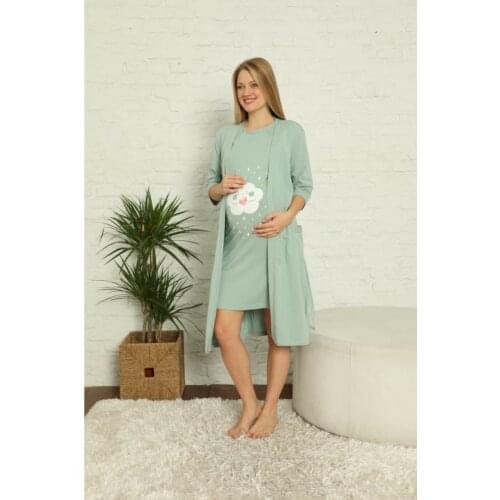 Woman Pregnant Maternity Nightgown Negligee Team Green
