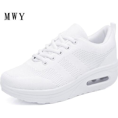 Women Heigh Increasing Casual Shoes Fashion Breathable Walking Mesh Platform Shoes Sneakers High Heels Wedges Zapatillas Sneaker