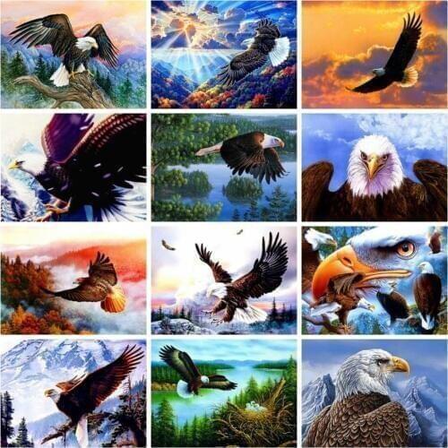 Animals full square diamond painting eagle scenery mosaic art picture birds embroidery stitch stones picture puzzle wall decor
