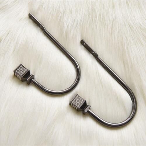 1 Pair U Shape Curtain Hooks Crystal Beads Wall Tiebacks Tassel Brush Hanger Coat Hat Hook Curtain Accessories Holdback Tie Back