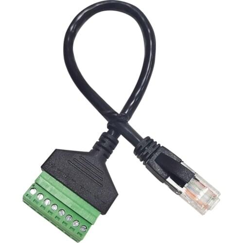 1pcs RJ45 Ethernet Male Plug To 8 Pin AV Terminal Spring Solderless Block Adapter Cable 25cm