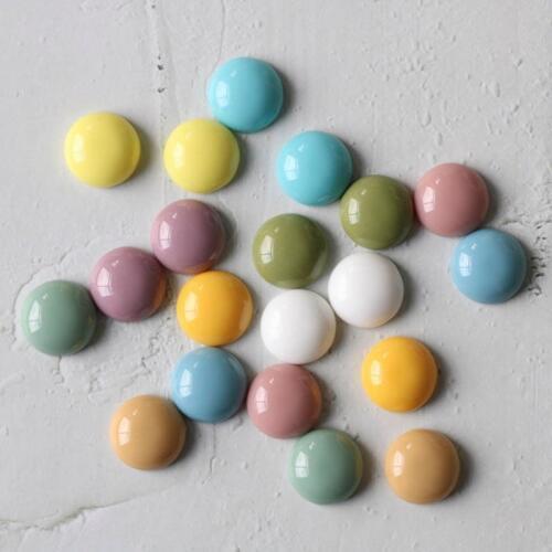 10pcs Resin Cabochon 14mm Candy Color Cameo Patch Flat Back fit Stud Earrings/Hairpin Accessories for Diy Jewelry Making Finding