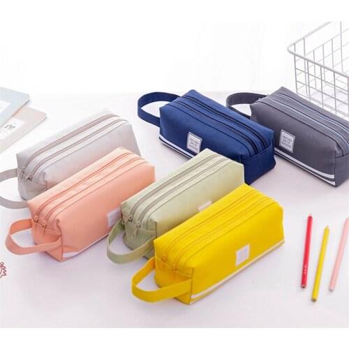 12 PCS Colorful Large Capacity Pencil Case Bags Kawaii Korea Fabric Pen Box Pouch School Office Stationary Supplies Wholesale X2
