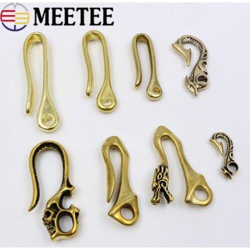 2pcs Meetee Solid Brass Belt U Hook Buckle for Wallet Key Chain Fob Clip Leathercraft Cloth Bag Hanger Shackle Fish Hooks AP2392