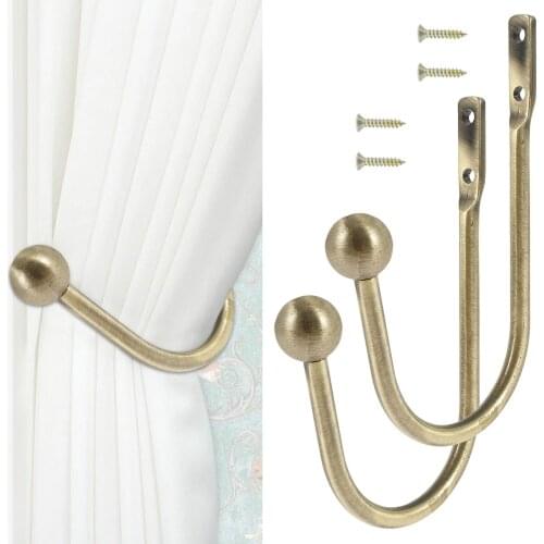 2Pcs U Shaped Curtain Hooks Holders Tieback Buckle Clips Wall Hanging Window Hooks Decorative Home Accessories for Livning Room