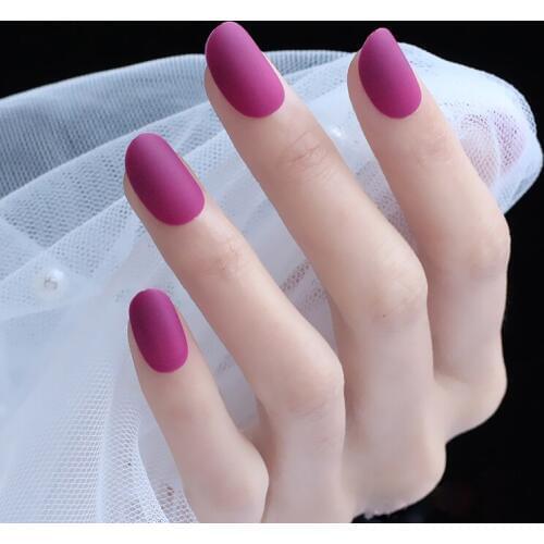 24pcs New fashion cute candy oval excellent touch design Matte fake nails rose L563