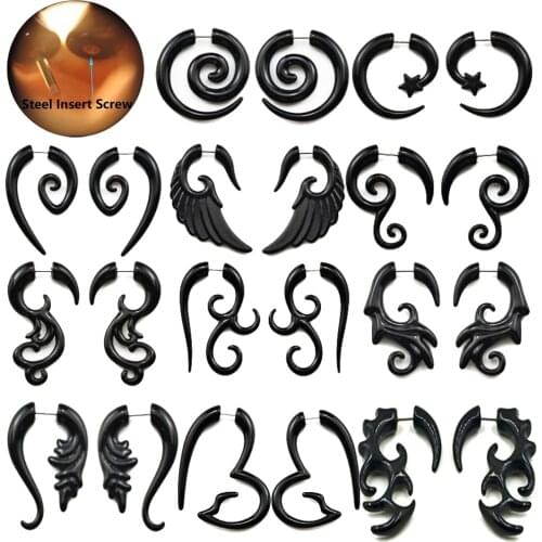 1 Pair Acrylic Fake Cheater Twist Spiral Ear Taper Gauges Expander Fake Earring Plugs Heteromorphism Shape Body Piercing Jewelry