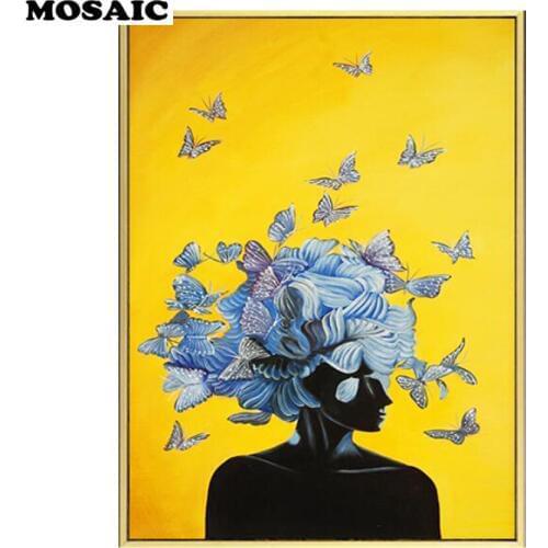 Diamond embroidery sale,Abstract Art,Women butterfly,Modern Home decor,full square round diamond Painting Portrait art