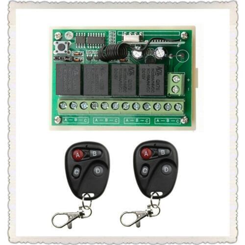 DC12V 4CH 10A Wireless Remote Control Switch System teleswitch 1*Receiver + 2 *Transmitters for Appliances Gate Garage Door