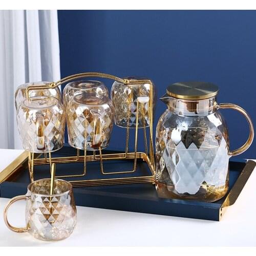 Household cold water bottle Creative high borosilicate water pot Large capacity explosion-proof water bottle set kettle