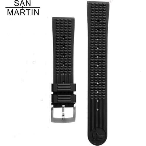 San Martin 20mm Watches Band Fluorine Rubber Strap with Stainless Steel/Bronze Buckle For Tuna 62MAS SK007 6105 etc. Watch Bands