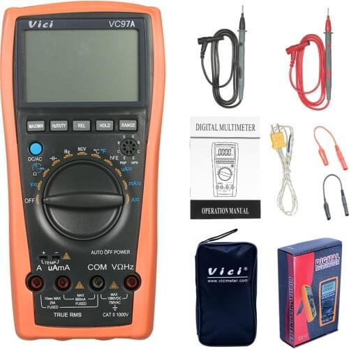 VC97A Digital Multimeter Auto Range DC AC 1000V DMM Temperature Detector Voltage Current Meter Capacitance New VC97
