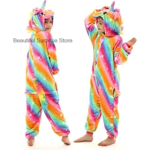 Kids Boy Kigurumi Unicorn Pajamas Children Animals Cosplay Onesie Sets Sleepwear Winter Girls Pyjamas Flannel Warm Pajama