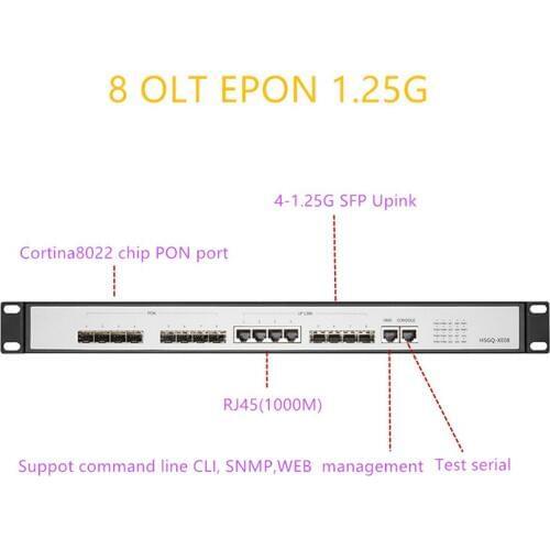 EPON OLT 8 PON port OLT GEPON support L3 Router/Switch Open software Open software 4 SFP 1.25G SC multimode WEB management