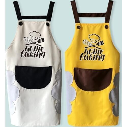 Apron With Hand Wipe Towel Home Kitchen Waterproof Oil-proof Overalls Bib Adult Cooking Female Apron Plus Size Print Logo