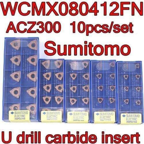 WCMX080412FN ACZ300 10pcs/set Sumitomo CNC U drill carbide insert Processing aluminum cast iron alloy steel, etc