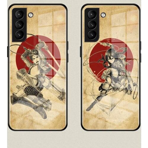 Classic Anime Attack on Titan Anti-Drop Tempered Glass Phone Case for Samsung Note8 9 10 20 Plus Ultra S8 S9 S10 S10E S20 S21 FE