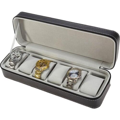 6 Slots Watch Box Organizer Faux Leather Watch Display Box jewelry box Watch Holder Storage Box Watch Organizer Box with Lid