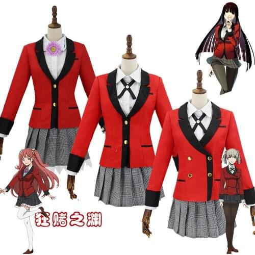 Anime Kakegurui Cosplay Costume Halloween Jabami Yumeko Cosplay Costume Igarashi Sayaka COSPLAY school uniform and Wig + Wig Cap