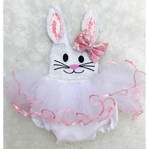 Summer Easter Baby Girls Romper Cute Cartoon Print Sleeveless Tulle Romper Skirt Birthday Party Photography Clothes 2021 New