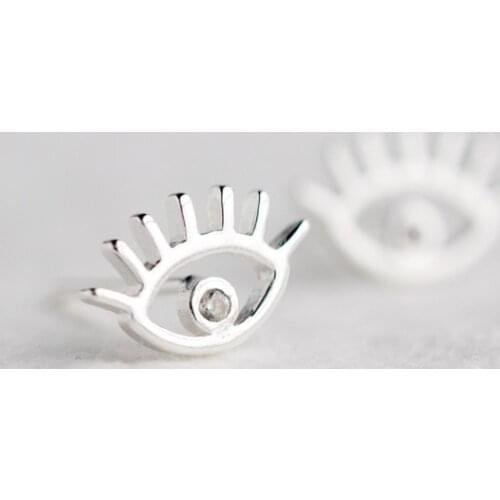 MloveAcc 100% 925 Sterling Silver Tiny Eyes Stud Earrings for Women Girls Real 925 Sterlign Silver Jewelry