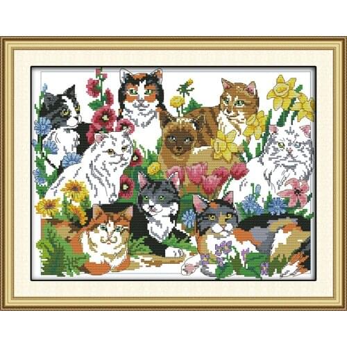 Cohesion cross stitch kit 14ct 11ct pre stamped canvas cross stitching animal lover embroidery DIY handmade needlework