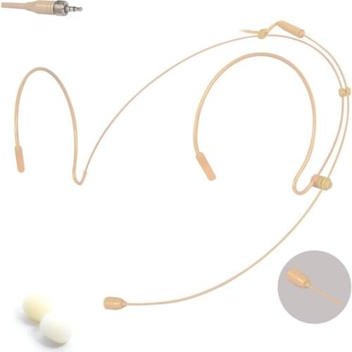 Double Earhook Headset Mic Headworn Microphone For Sennheiser Wireless Beige Ultralight Upgrade Microphone Accessories 1.2m