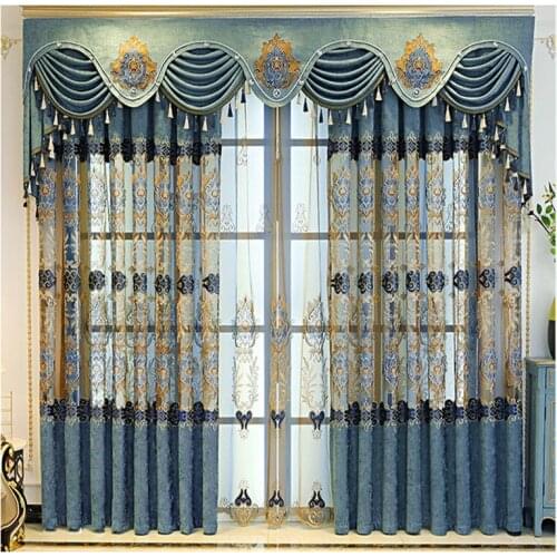 New Curtain High-end European Water Soluble Thread Embroidered Window Screen Finished Product Curtains for Living Room Bedroom